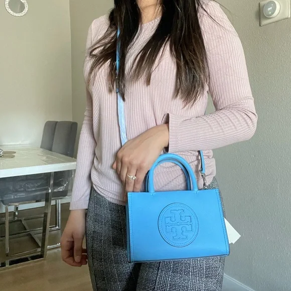 New✨authentic tory burch Ella bio mini tote (blue azure) crossbody - Picture 14 of 15